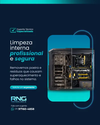 Arte da RNG Tecnologia: limpeza interna profissional e segura